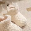 Women's Plush Platform Boots Simple Fluffy Warm Fleece High Top Winter Snow Boots with Arch Support EVA Sole Indoor Outdoor Fabric Flat Slippers(White,5-5.5) view 4