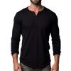 Buddhi Mens Long Sleeve Henley Shirts Slim Fit Lightweight Fashion Casual Shirts Button Cotton T-Shirts Thermal Underwear Henley Top Casual Slim Fit Lightweight Tee Fall Winter Warm Basic Tops view 1