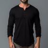 Buddhi Mens Long Sleeve Henley Shirts Slim Fit Lightweight Fashion Casual Shirts Button Cotton T-Shirts Thermal Underwear Henley Top Casual Slim Fit Lightweight Tee Fall Winter Warm Basic Tops view 2