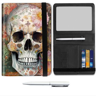 Mxfdegf Passport and Wallet Combo, with RFID Blocking,Leather Travel Documents Organizer Protector, Passport Cover, Passport Case, Passport Holder for Women and Men,Skull Floral