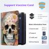 Mxfdegf Passport and Wallet Combo, with RFID Blocking,Leather Travel Documents Organizer Protector, Passport Cover, Passport Case, Passport Holder for Women and Men,Skull Floral view 3