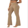 ODODOS Cloud Feeling Flared Pants with Pocket for Women High Waist Casual Bootcut Yoga Pants, 32" Inseam, Light Brown, X-Large view 1