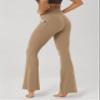 ODODOS Cloud Feeling Flared Pants with Pocket for Women High Waist Casual Bootcut Yoga Pants, 32" Inseam, Light Brown, X-Large view 2