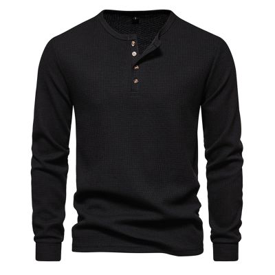 Mens Knitted Henley Shirts Long Sleeve Slim Fit Lightweight Casual Ribbed Shirts Pullover T-Shirt Pullover Cable Knit Henley Sweaters Fall Winter Warm Basic Tops Thermal Underwear Henley Shirts