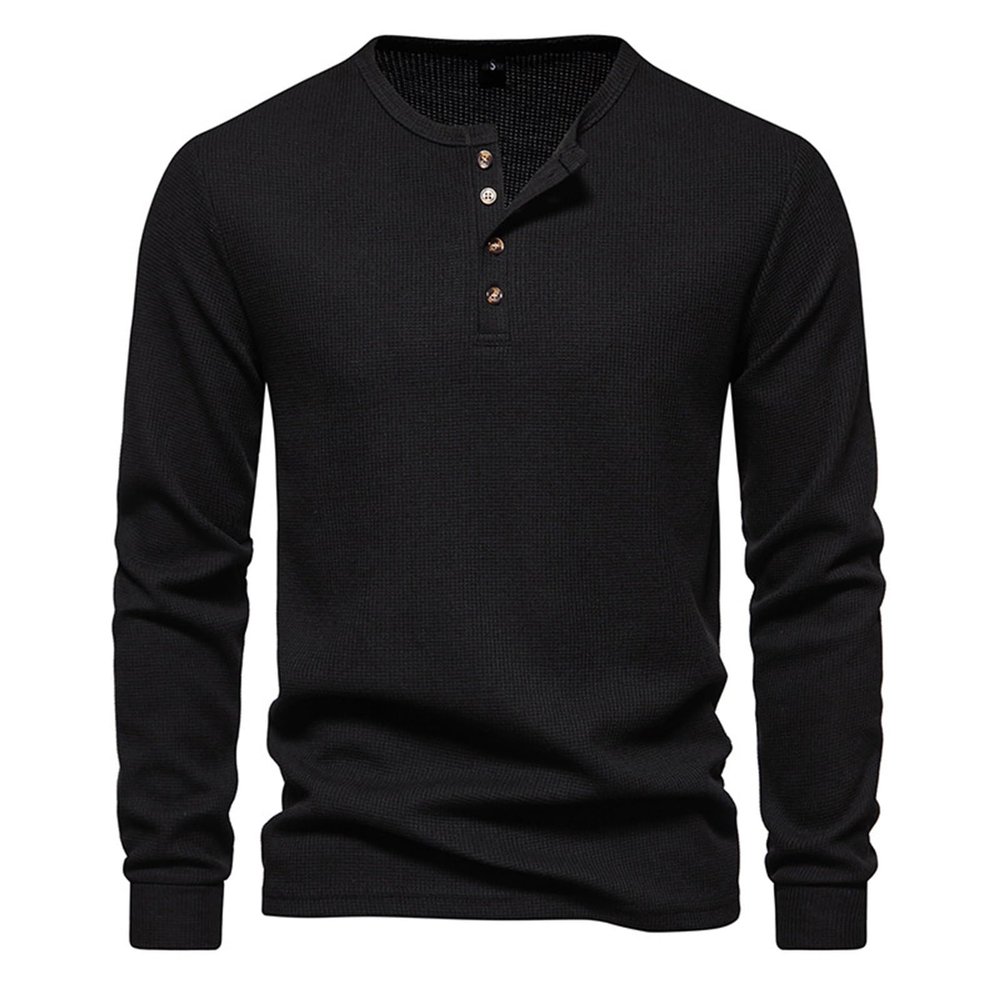 Mens Knitted Henley Shirts Long Sleeve Slim Fit Lightweight Casual Ribbed Shirts Pullover T-Shirt Pullover Cable Knit Henley Sweaters Fall Winter Warm Basic Tops Thermal Underwear Henley Shirts