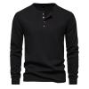 Mens Knitted Henley Shirts Long Sleeve Slim Fit Lightweight Casual Ribbed Shirts Pullover T-Shirt Pullover Cable Knit Henley Sweaters Fall Winter Warm Basic Tops Thermal Underwear Henley Shirts view 1