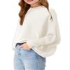 Girls Oversized Sweater Kids Fashion Batwing Sleeve Ribbed Knit Pullover Tops 5-14 Years White view 2
