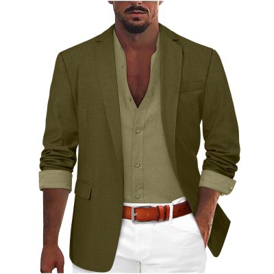 xoxingysm Men's Sport Coat Lightweight Work Blazer Suit Long Sleeve Lapel Neck Plain Busniess Jacket for Men(AG,3X-Large)