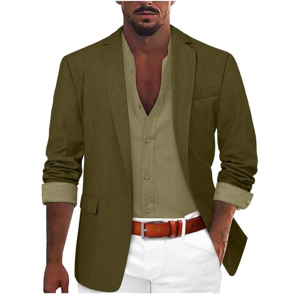xoxingysm Men's Sport Coat Lightweight Work Blazer Suit Long Sleeve Lapel Neck Plain Busniess Jacket for Men(AG,3X-Large)
