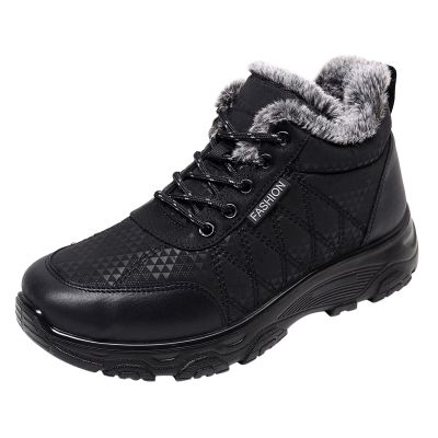 Dsisskai Mens Womens Winter Snow Boots Warm Fur Lined Anti-Slip Lace up Ankle Booties Outdoor Comfortable Walking Shoes Non-Slip Trekking Shoes (Grey-Man, 9)