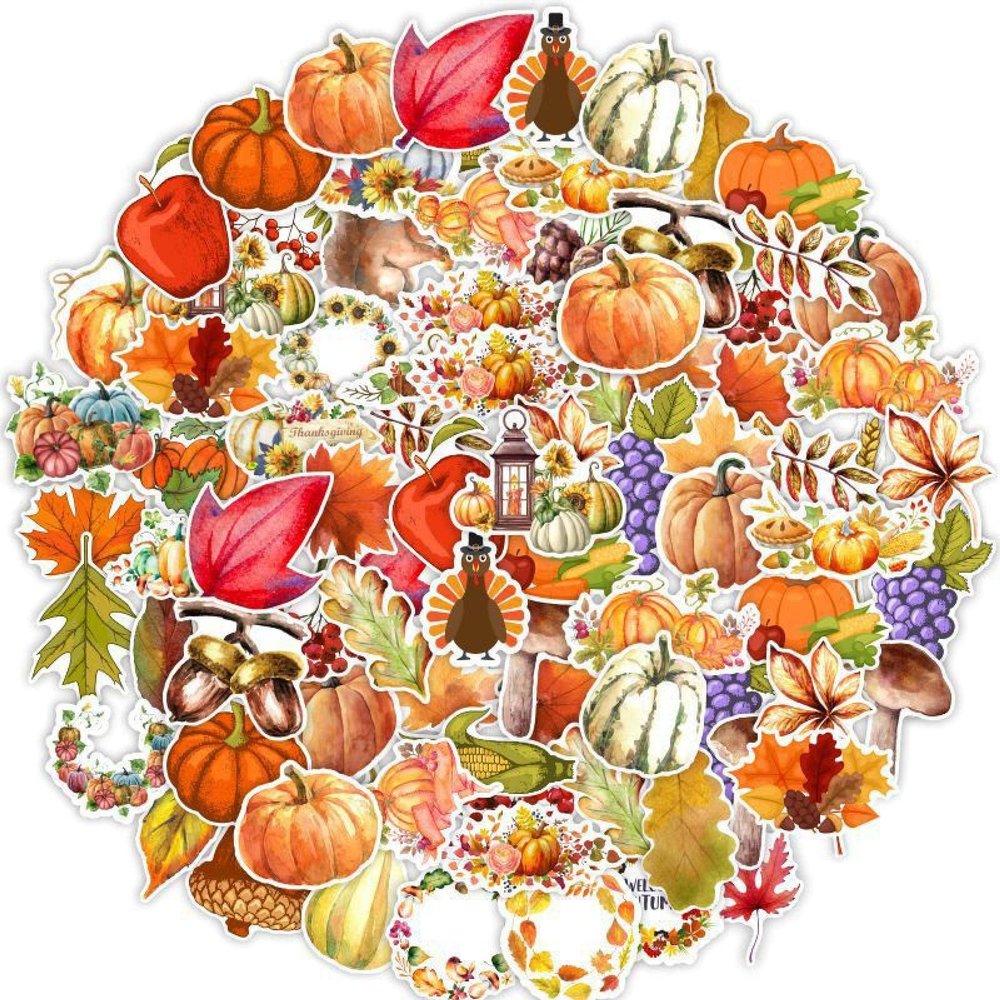 FETAL 50 Cartoon Cute Autumn Pumpkin Maple Leaf Kids Sticker Suitcase Helmet Fridge Skateboard Sticker