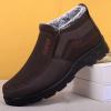 Dsisskai Mens Warm Fur Lined Winter Snow Boots Slip On Ankle Boots Non Slip Outdoor Booties Comfortable Walking Shoes for Men (13-A, 11) view 4