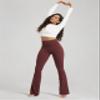 ODODOS Cloud Feeling Flared Yoga Pants with Back Pocket for Women, High Waist Casual Bootleg Lounge Pants, 32" Inseam, Burgundy, Medium view 4