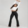 ODODOS Cloud Feeling Flared Yoga Pants with Back Pocket for Women, High Waist Casual Bootleg Lounge Pants, 32" Inseam, Black, Medium view 4