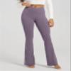 ODODOS Women's Crossover Flared Yoga Pants Cloud Feeling Soft High Waist Bootcut Leggings with Back Pocket - 32" Inseam, Ash Violet, X-Large view 2