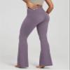 ODODOS Women's Crossover Flared Yoga Pants Cloud Feeling Soft High Waist Bootcut Leggings with Back Pocket - 32" Inseam, Ash Violet, X-Large view 4