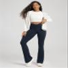 ODODOS Women's Crossover Flared Yoga Pants Cloud Feeling Soft High Waist Bootcut Leggings with Back Pocket - 30" Inseam, Deep Navy, Small view 3