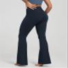 ODODOS Women's Crossover Flared Yoga Pants Cloud Feeling Soft High Waist Bootcut Leggings with Back Pocket - 30" Inseam, Deep Navy, Small view 4