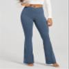 ODODOS Women's Crossover Flared Yoga Pants Cloud Feeling Soft High Waist Bootcut Leggings with Back Pocket - 32" Inseam, Ink Blue, Large view 2