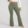 ODODOS Women's Crossover Flared Yoga Pants Cloud Feeling Soft High Waist Bootcut Leggings with Back Pocket - 30" Inseam, Dark Olive, Large view 2