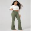 ODODOS Women's Crossover Flared Yoga Pants Cloud Feeling Soft High Waist Bootcut Leggings with Back Pocket - 30" Inseam, Dark Olive, Large view 3