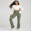 ODODOS Women's Crossover Flared Yoga Pants Cloud Feeling Soft High Waist Bootcut Leggings with Back Pocket - 30" Inseam, Dark Olive, Large view 4