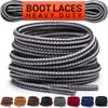 Miscly Round Boot Laces [1 Pair] Heavy Duty and Durable Shoelaces for Boots, Work Boots & Hiking Shoes (Grey/Black, 63 inches (160 cm)) view 1
