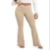 ODODOS Women's Crossover Flared Yoga Pants Cloud Feeling Soft High Waist Bootcut Leggings with Back Pocket - 32" Inseam, Beige, XX-Large view 1