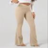 ODODOS Women's Crossover Flared Yoga Pants Cloud Feeling Soft High Waist Bootcut Leggings with Back Pocket - 32" Inseam, Beige, XX-Large view 2