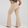 ODODOS Women's Crossover Flared Yoga Pants Cloud Feeling Soft High Waist Bootcut Leggings with Back Pocket - 32" Inseam, Beige, XX-Large view 4