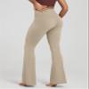 ODODOS Women's Crossover Flared Yoga Pants Cloud Feeling Soft High Waist Bootcut Leggings with Back Pocket - 30" Inseam, Shaker Beige, Medium view 4
