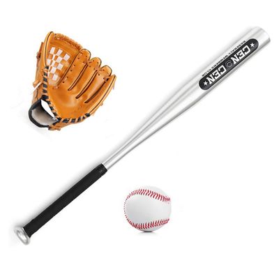 Baseball Set - 25in Aluminum Alloy Bat, 10.5in PVC Glove, Ball - Kit for Youth