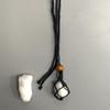 VIE Dark Blue Macrame Necklace, White Agate Tumbled, with White Agate Rough Cut view 3