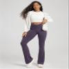 ODODOS Women's Crossover Flared Yoga Pants Cloud Feeling Soft High Waist Bootcut Leggings with Back Pocket - 32" Inseam, Dark Purple, Medium view 3