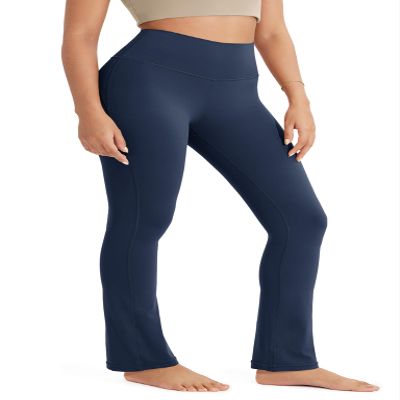 ODODOS Cloud Feeling Straight Leg Pants with Back Pocket for Women, High Waist Casual Lounge Yoga Pants, 28" Inseam, Navy, Small