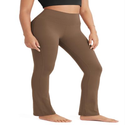 ODODOS Cloud Feeling Straight Leg Pants with Back Pocket for Women, High Waist Casual Lounge Yoga Pants, 30" Inseam, Brunette, Large