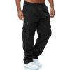 Mens Cargo Pants, Men's Sports Casual Jogging Trousers Lightweight Hiking Work Pants Outdoor for Men Y2K Pants Tactical with Belt Khaki Pants Baggy Kaki Pants (XL, Black) view 1