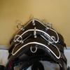 Double Horsecart | Black Nylon Double Horse Cart Driving Harness | Patent Nylon Harness with White Piping (Cob) view 4