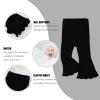 SOBOWO Toddler Baby Girl Flare Pants 3 Pack Solid Ribbed Ruffle Bell Bottoms Pants Fall Outfits(Black/Caramel/Gray, 9-12 Months) view 2