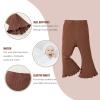 SOBOWO Toddler Baby Girl Flare Pants 3 Pack Solid Ribbed Ruffle Bell Bottoms Pants Fall Outfits(Black/Caramel/Gray, 9-12 Months) view 3