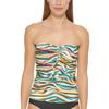 DKNY Womens Animal Print Front Tie Tankini Swim Top Green XS view 2