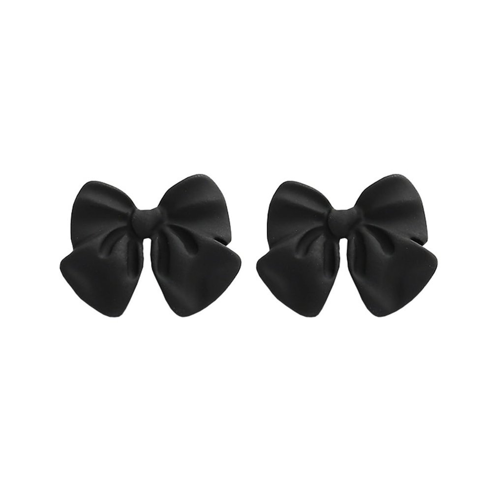 Black Clip On Earrings for Women Bow Tie Earrings Non Piercing Jewelry