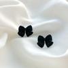 Black Clip On Earrings for Women Bow Tie Earrings Non Piercing Jewelry view 4