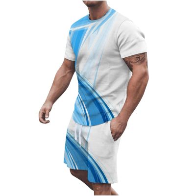 track suits for men set Mens Short Sets 2 Piece Outfits Causal Gradient Color Tracksuit Sweatshirt and Drawstring Shorts Set for Men 2023 mens winter jackets Blue 4X