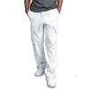 Men's Golf Pants, Overalls Drawstring Multi Pocket Casual Pants Hiking Cotton Twill Pants Sweat for Mens Cargo Pants Camo Men Tactical Pants Relaxed Fit Baggy Pants Gothic (XL, White) view 3