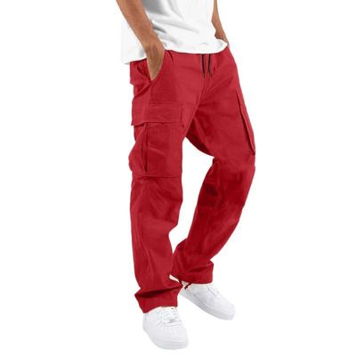 Mens Casual Pants, Men's Overalls Drawstring Multi Pocket Casual Pants Hiking Cotton Twill Pants Hunting para Hombre Tactical Pants Men Black Camo Clothes for Sweatpants (3XL, Wine)
