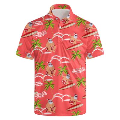 Golf Shirts for Men Dry Fit Classic Santa Claus Short Sleeve Casual Outfit Polo Shirt XL