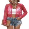 BONDIJ women's jacket Open Front Sheer Lace Jacket jacket for women (Color : Hot Pink, Size : Small) view 1