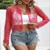 BONDIJ women's jacket Open Front Sheer Lace Jacket jacket for women (Color : Hot Pink, Size : Small) view 3