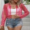 BONDIJ women's jacket Open Front Sheer Lace Jacket jacket for women (Color : Hot Pink, Size : Small) view 4